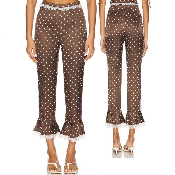 For Love And Lemons Pants - NWOT FOR LOVE AND LEMONS CHOCOLATE DOT CAPRI PANTS SIZE S